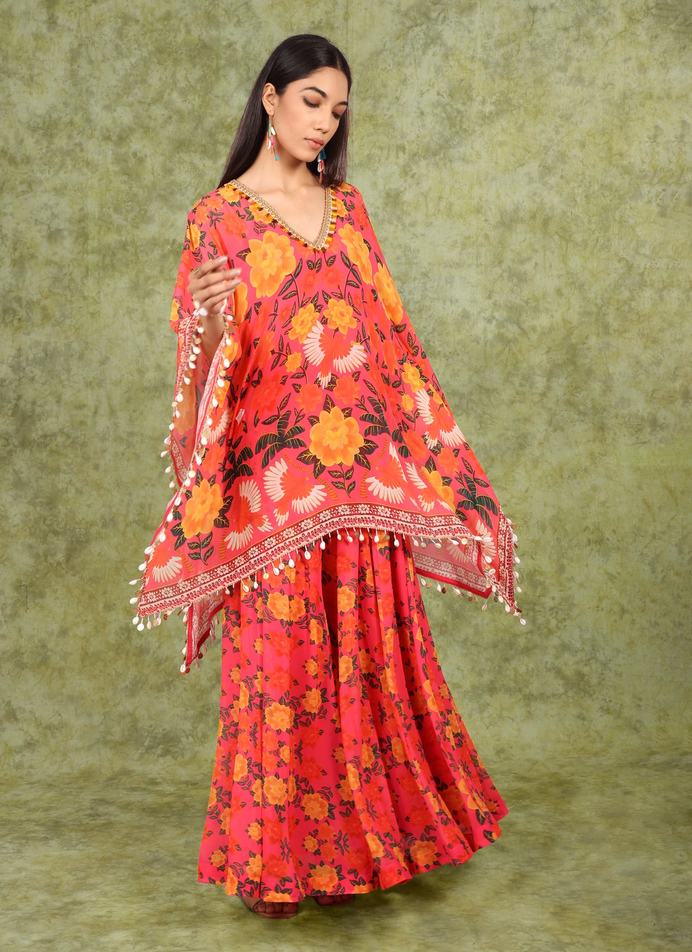 Artsy Pink Kaftan & Gharara Set