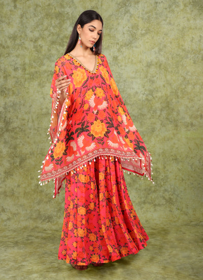 Artsy Pink Kaftan & Gharara Set