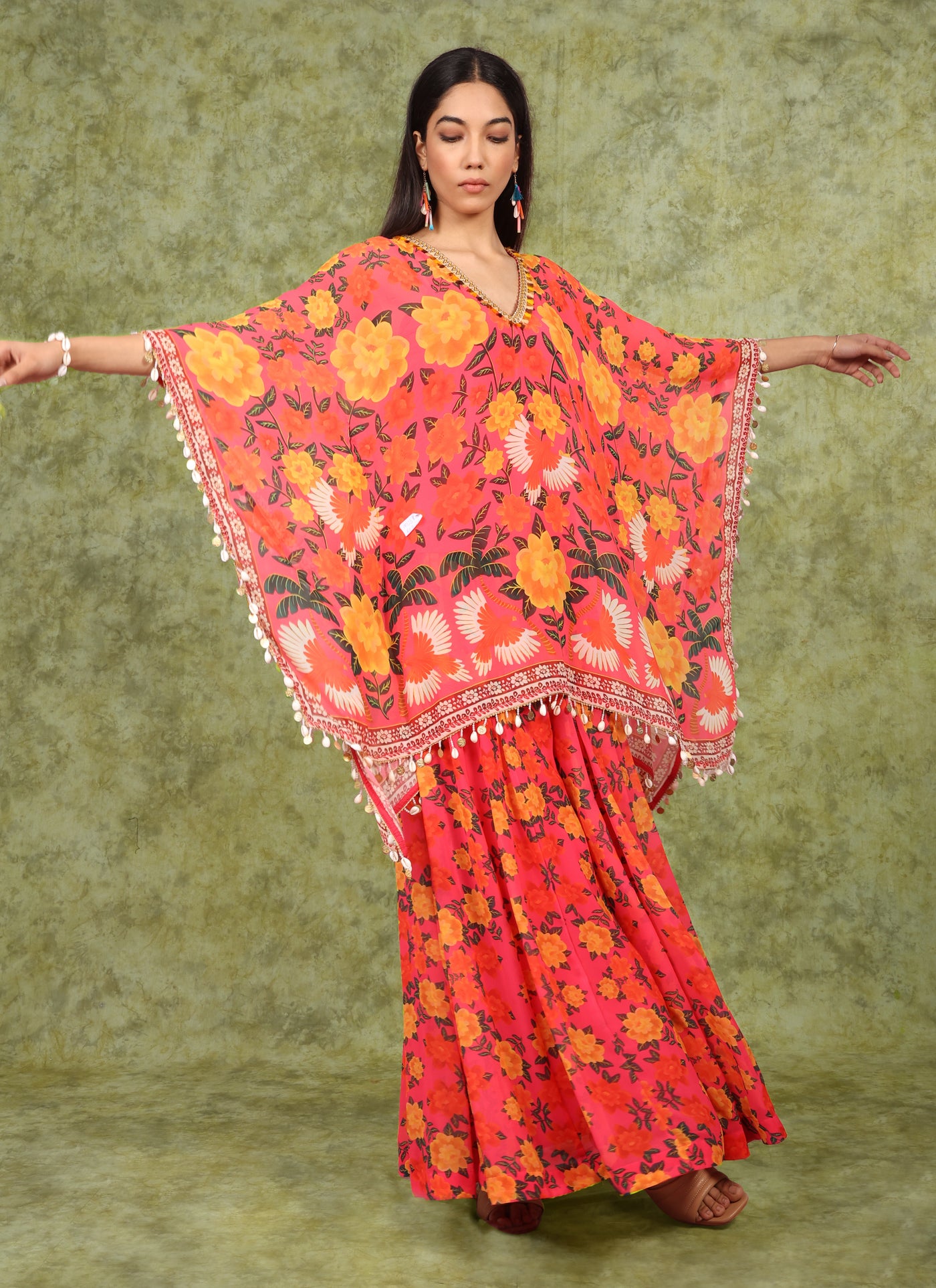 Artsy Pink Kaftan & Gharara Set