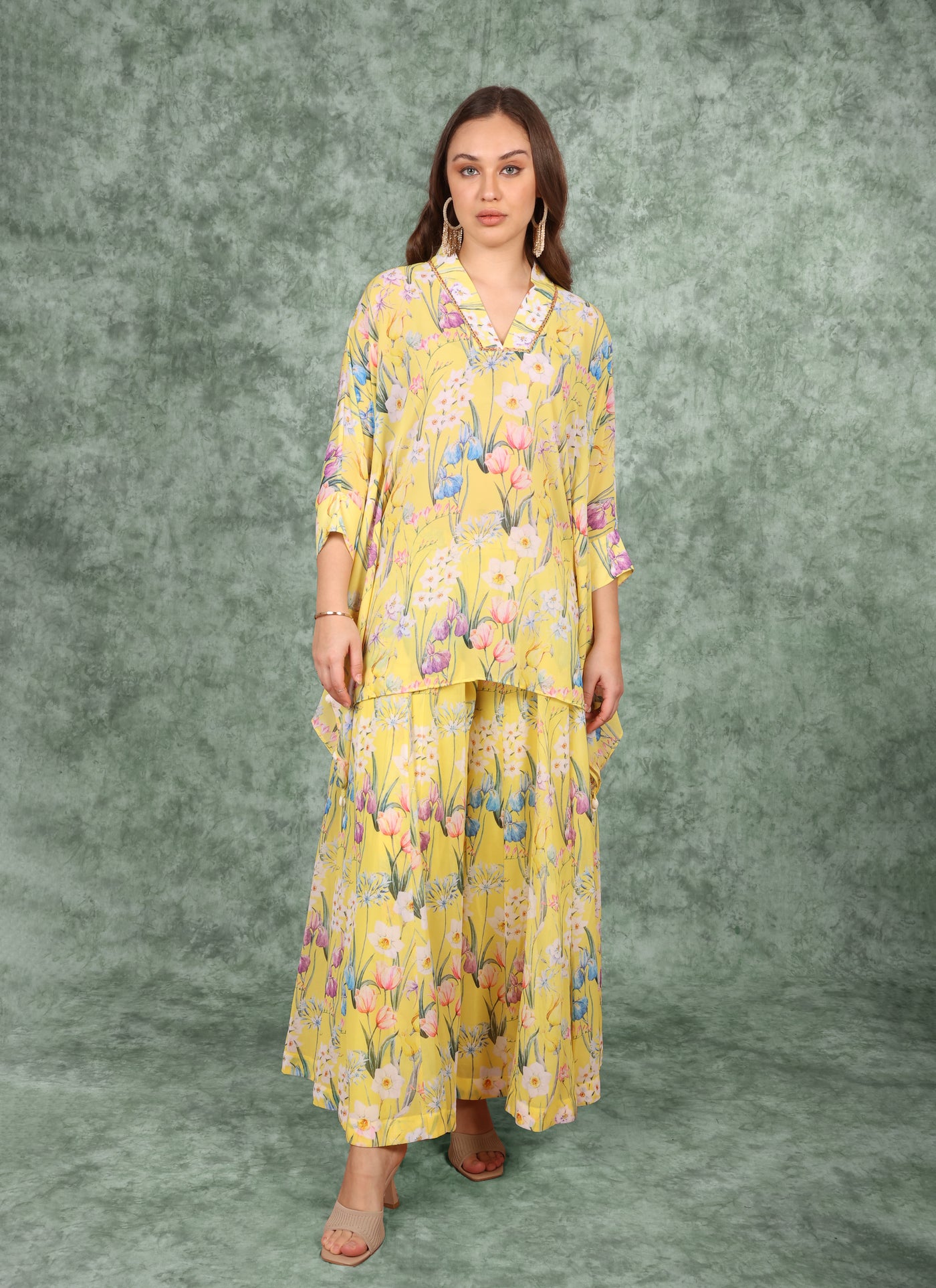 Dandelion Garden Kaftan & Gharara Set