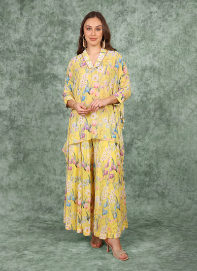 Dandelion Garden Kaftan & Gharara Set