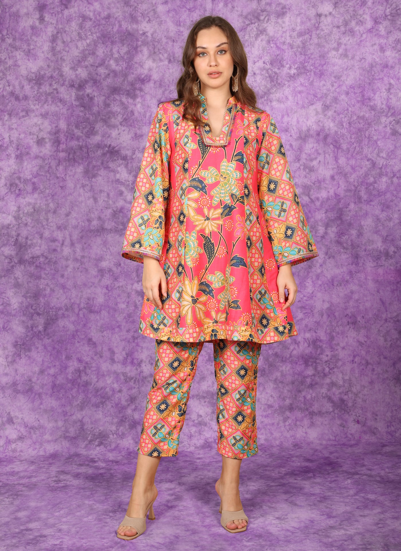 Crimson Patola Print Tunic Kurti Set