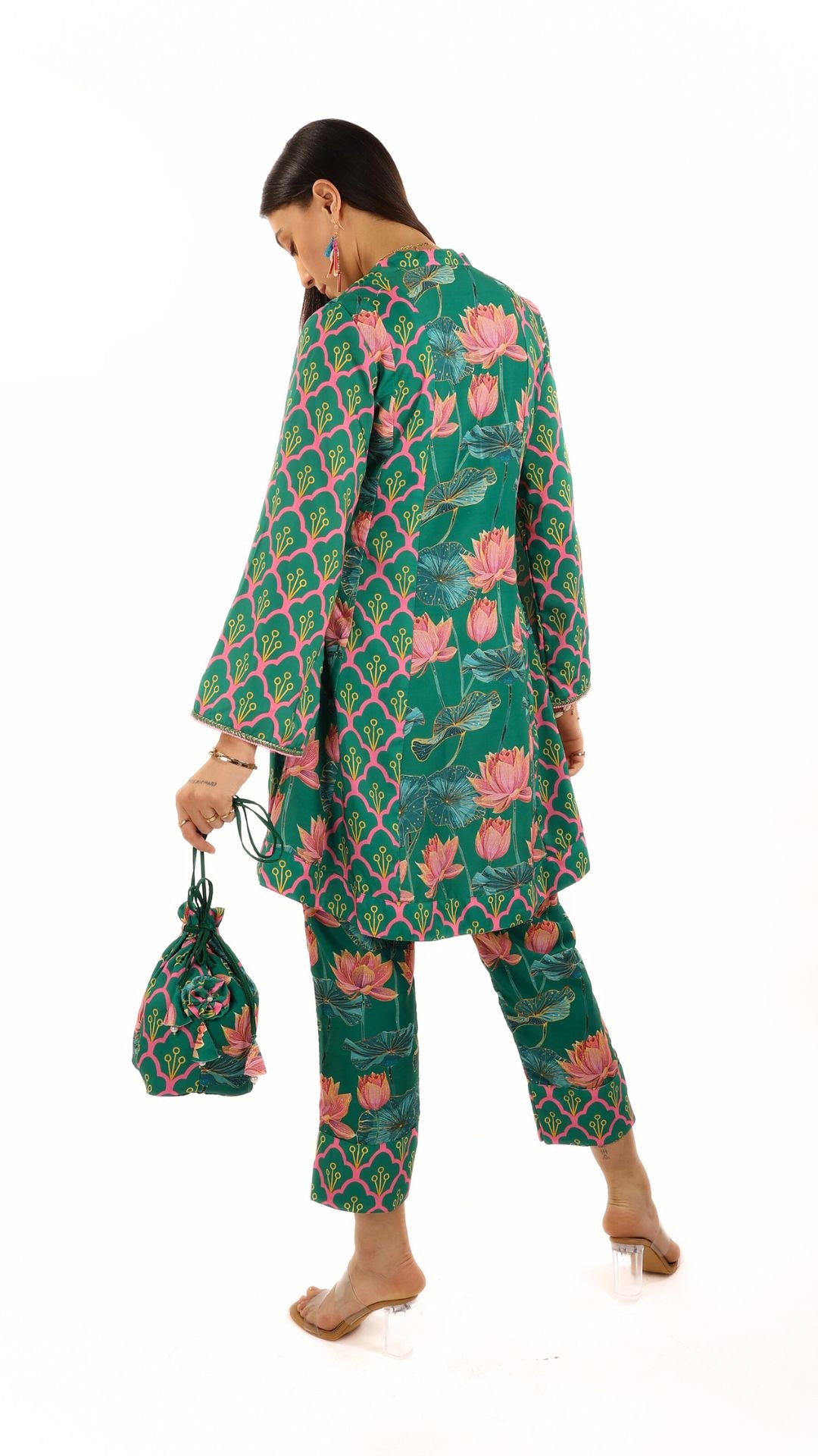 Green Lotus Tunic Kurti Set