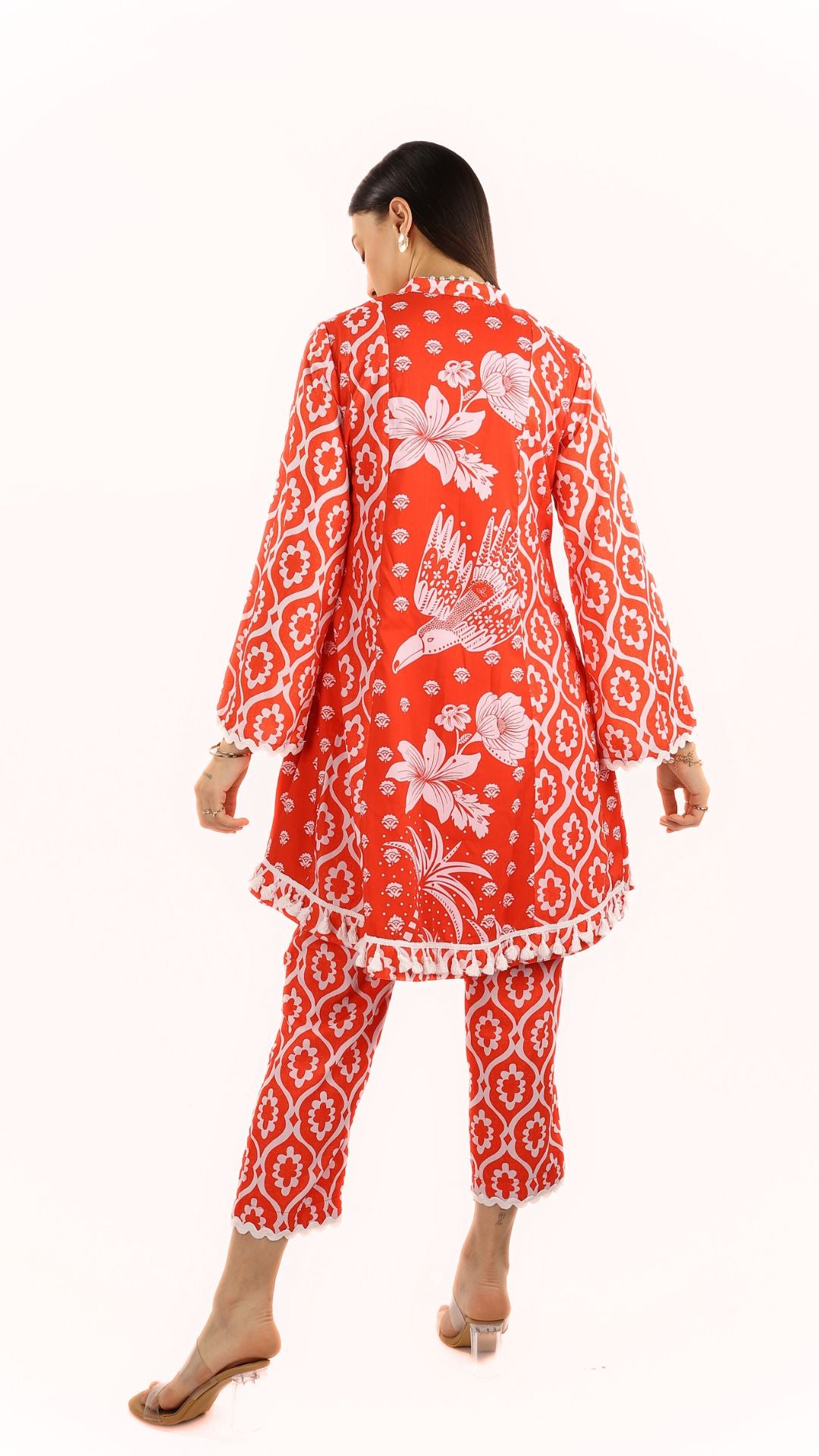 Vermillion red Tunic Kurti Set