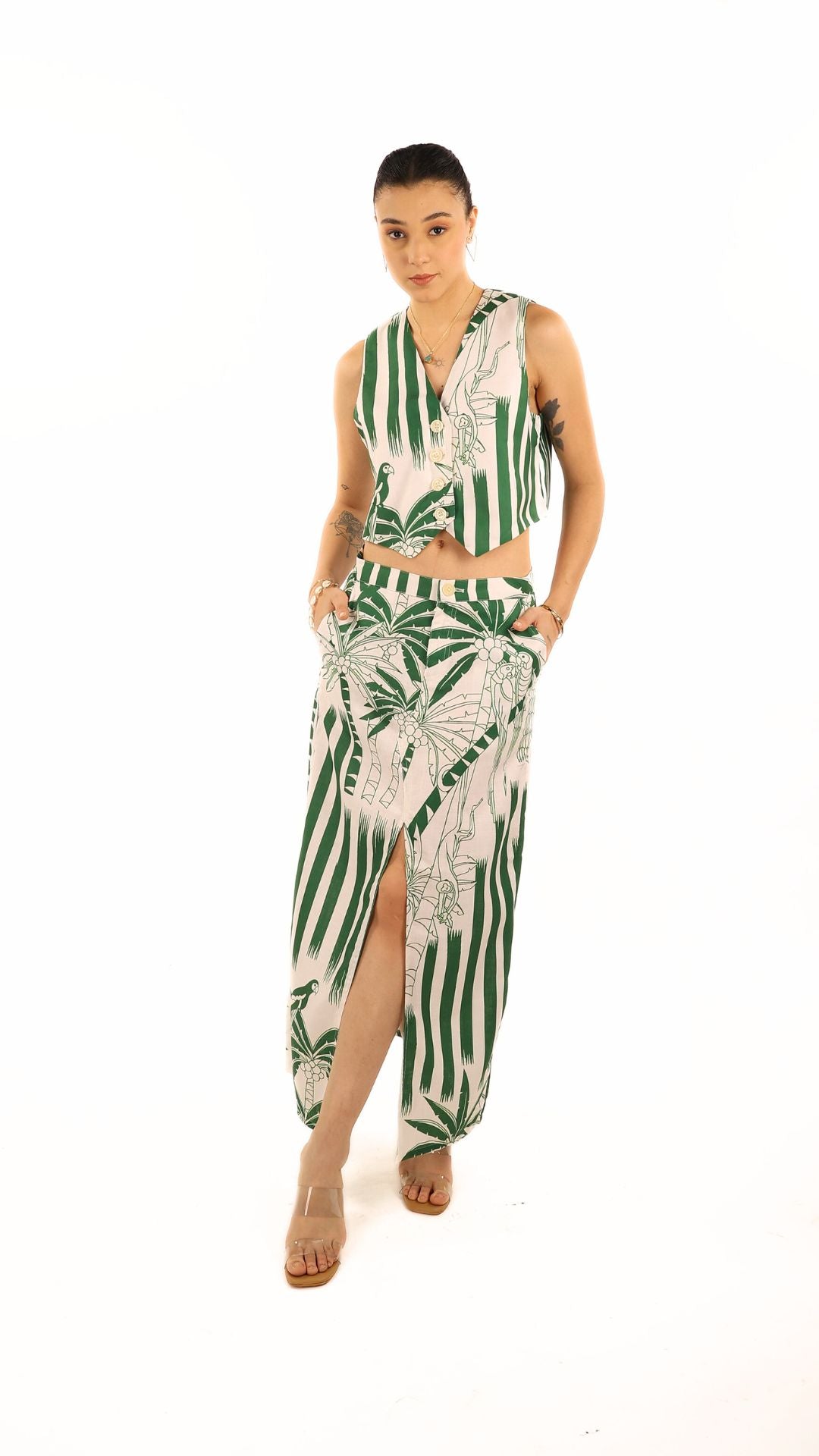 Tropical Monkey Waist Coat Co Ord Set