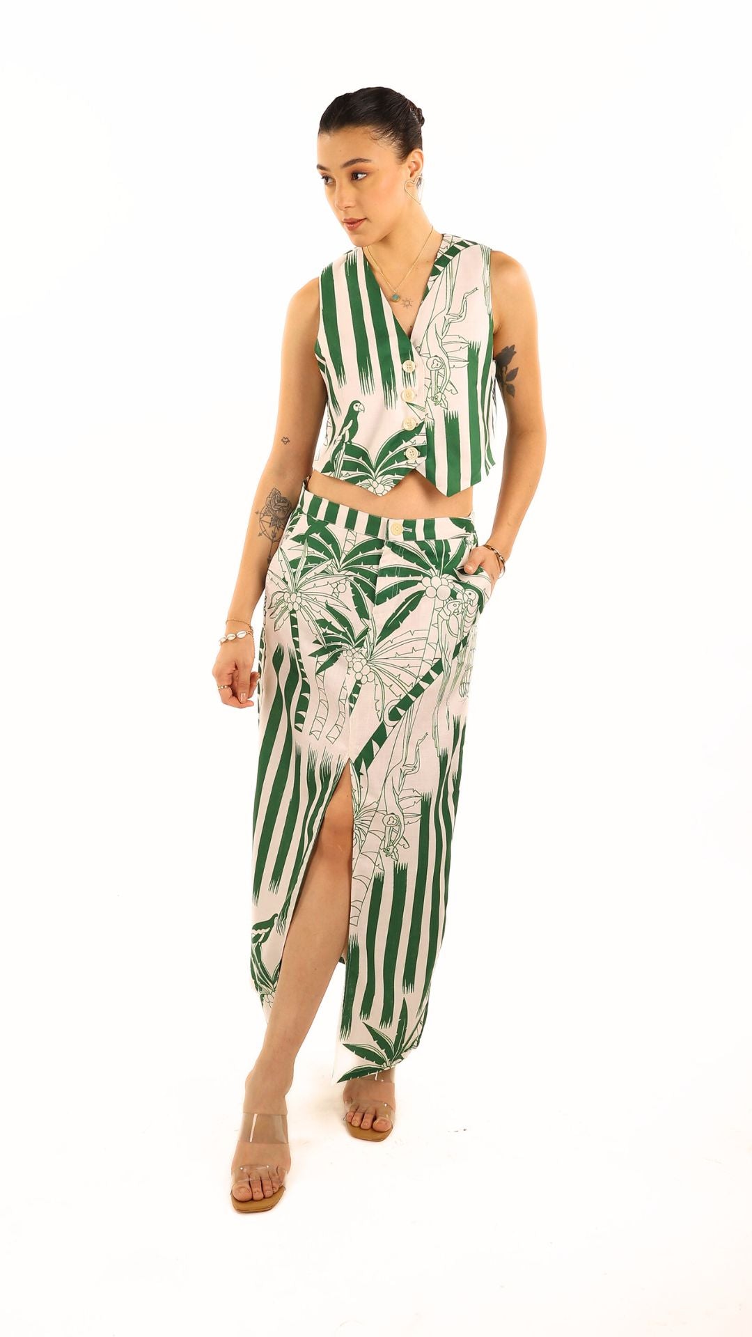 Tropical Monkey Waist Coat Co Ord Set