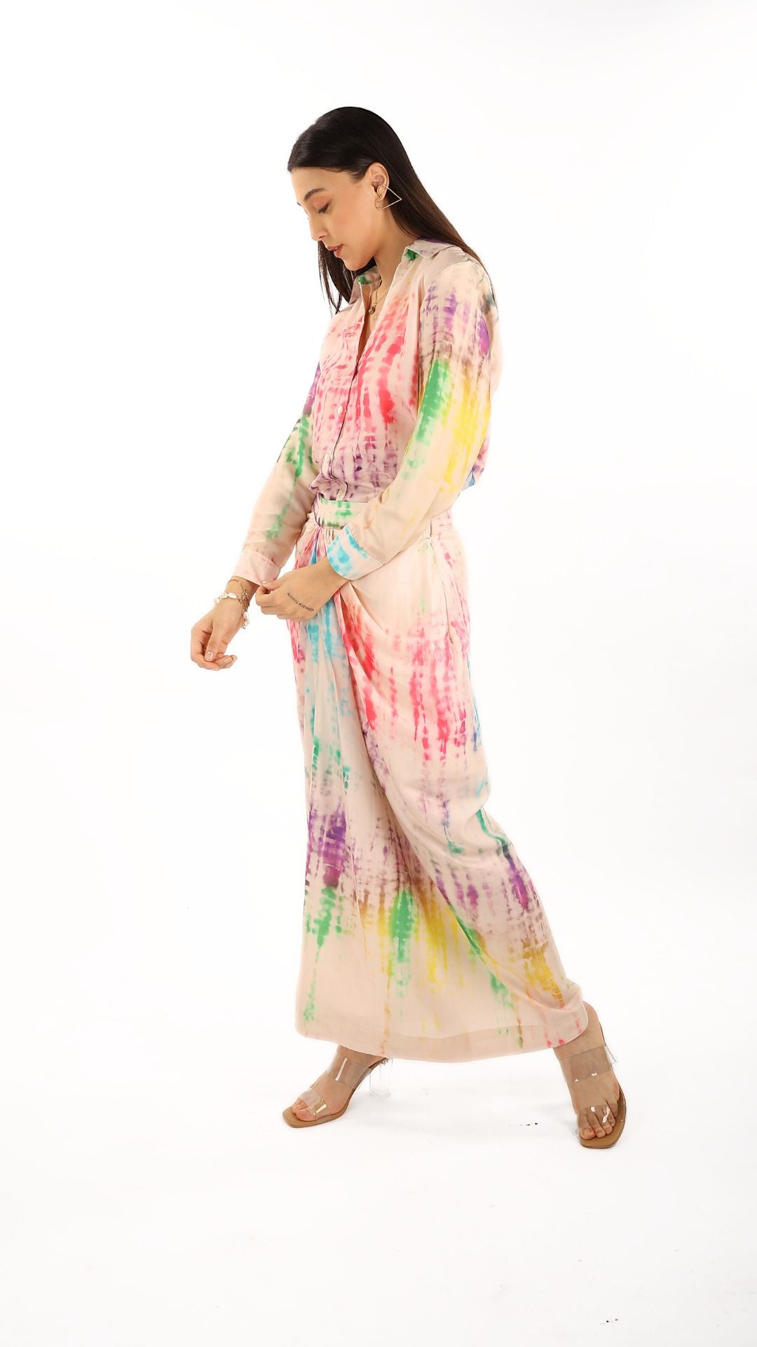 Tie Dye Shibori Print Dhoti Skirt Set