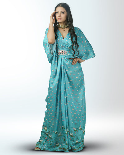 Aqua Cow Kaftan Dress