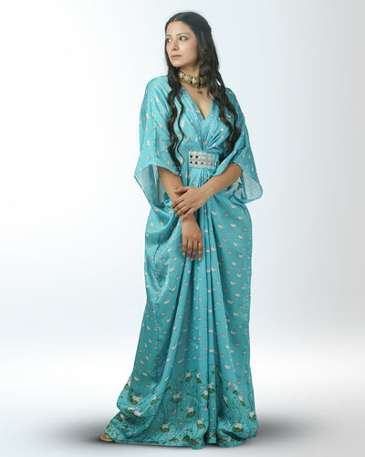 Aqua Cow Kaftan Dress