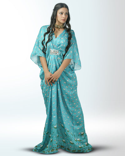 Aqua Cow Kaftan Dress