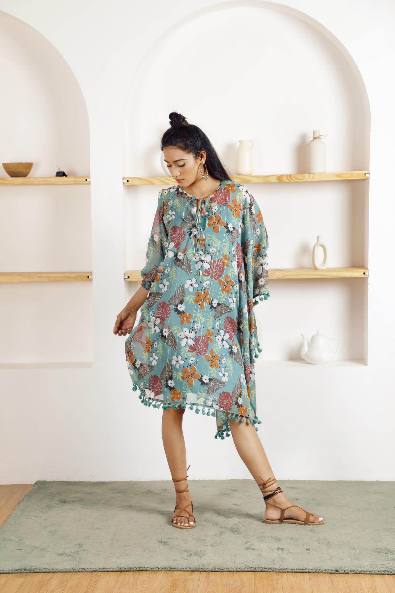 Floral Fusion Kaftan Dress