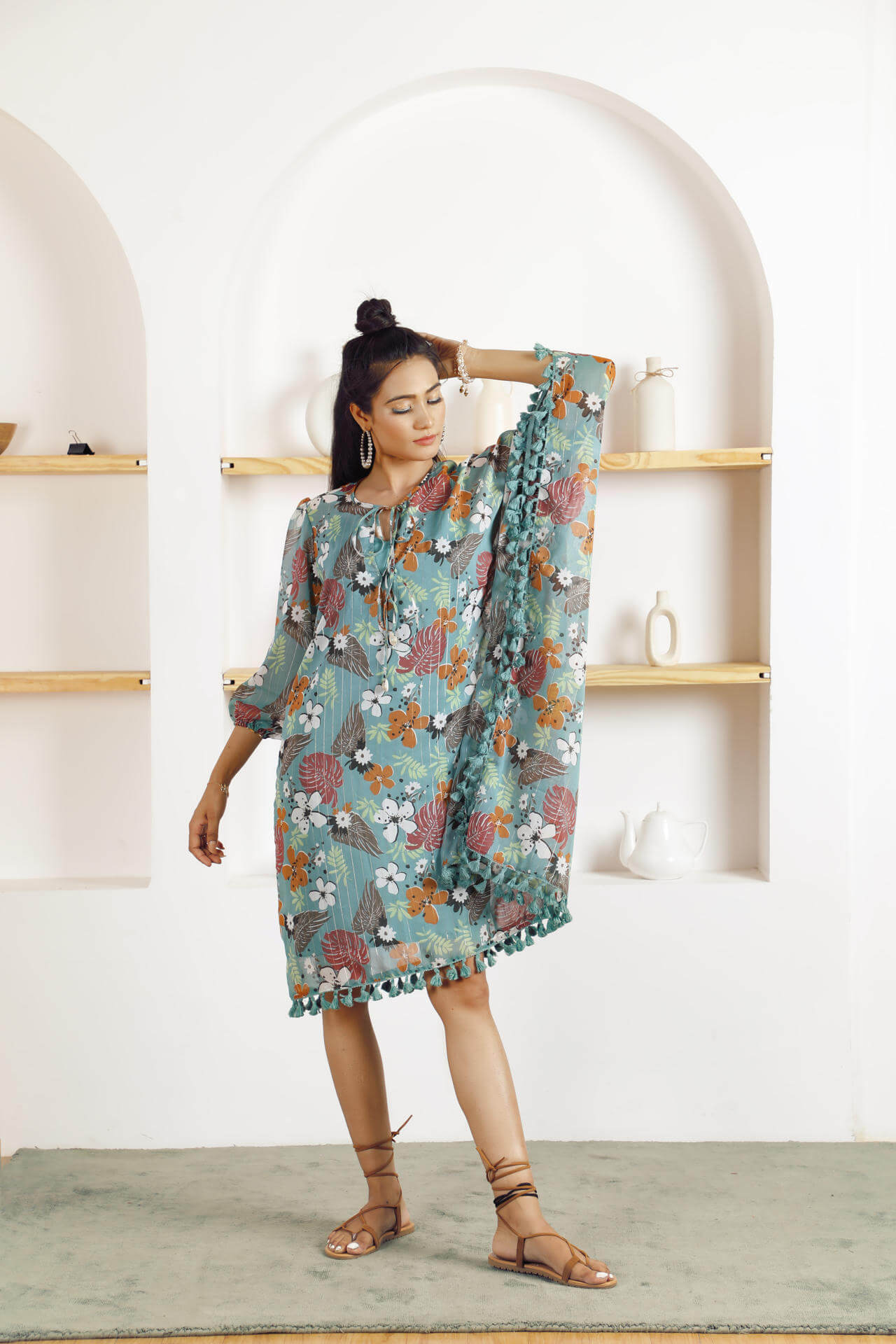 Floral Fusion Kaftan Dress